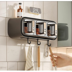 "Wall-Mounted Spice Storage: Space-Saving, Durable, Transparent Condiment Containers for Kitchen Organization"