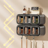 "Wall-Mounted Spice Storage: Space-Saving, Durable, Transparent Condiment Containers for Kitchen Organization"