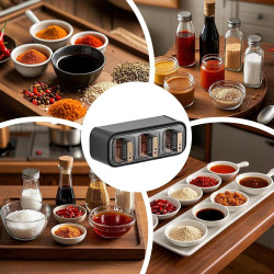 "Wall-Mounted Spice Storage: Space-Saving, Durable, Transparent Condiment Containers for Kitchen Organization"